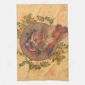 サンタクロースクリスマスヴィンテージポートレート キッチンタオル (縦)