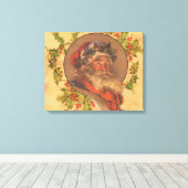 サンタクロースクリスマスヴィンテージポートレート キャンバスプリント (インサイチュ (ウッドフロア))