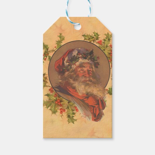 サンタクロースクリスマスヴィンテージポートレート ギフトタグ (正面)