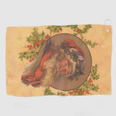 サンタクロースクリスマスヴィンテージポートレート ゴルフタオル (横)