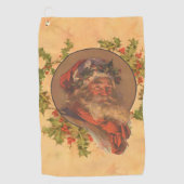 サンタクロースクリスマスヴィンテージポートレート ゴルフタオル (正面)