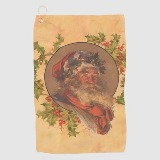 サンタクロースクリスマスヴィンテージポートレート ゴルフタオル (正面)