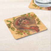 サンタクロースクリスマスヴィンテージポートレート スクエアペーパーコースター (アングル)
