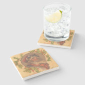 サンタクロースクリスマスヴィンテージポートレート ストーンコースター (横)