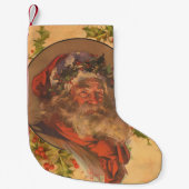 サンタクロースクリスマスヴィンテージポートレート スモールクリスマスストッキング (正面)