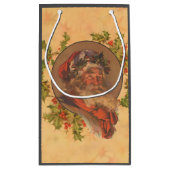 サンタクロースクリスマスヴィンテージポートレート スモールペーパーバッグ (裏面)