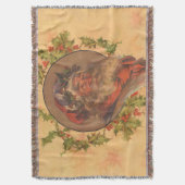 サンタクロースクリスマスヴィンテージポートレート スローブランケット (正面縦)