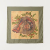 サンタクロースクリスマスヴィンテージポートレート タペストリー (正面(横))