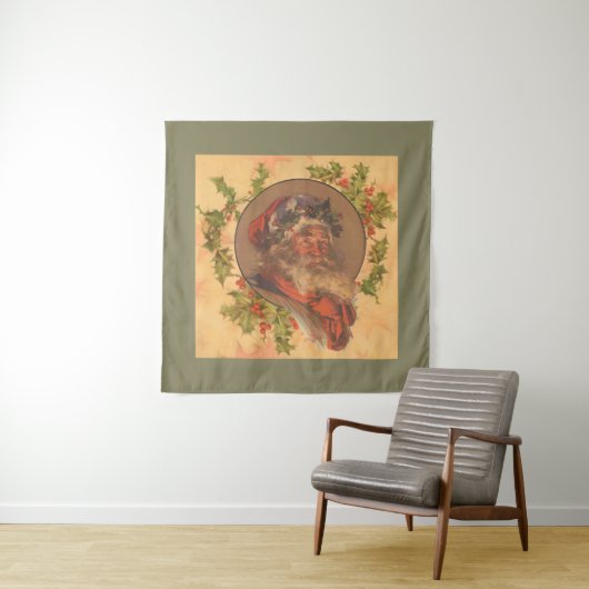 サンタクロースクリスマスヴィンテージポートレート タペストリー (インサイチュ)