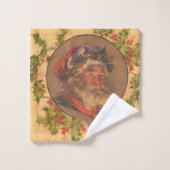 サンタクロースクリスマスヴィンテージポートレート バスタオルセット (ウォッシュタオル)