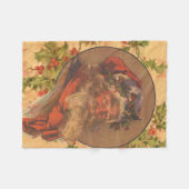 サンタクロースクリスマスヴィンテージポートレート フリースブランケット (正面(横))