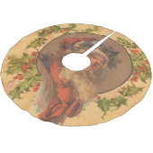 サンタクロースクリスマスヴィンテージポートレート ブラッシュドポリエステルツリースカート (アングル)