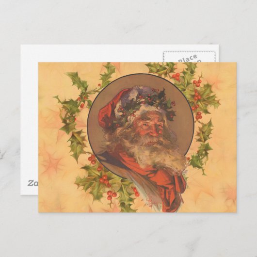 サンタクロースクリスマスヴィンテージポートレート ポストカード (正面/裏面)