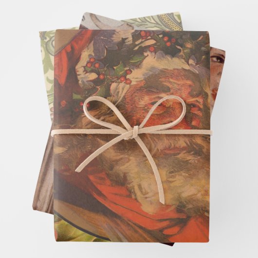 サンタクロースクリスマスヴィンテージポートレート ラッピングペーパーシート (インサイチュ)