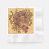 サンタクロースクリスマスヴィンテージポートレート 縁ありカクテルナプキン (正面)