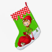 サンタクロースクリスマス小妖精や小人クリスマスストッキング ラージクリスマスストッキング (裏面 (吊り時))
