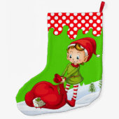 サンタクロースクリスマス小妖精や小人クリスマスストッキング ラージクリスマスストッキング (裏面)
