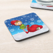 サンタクロースクリスマス小妖精や小人飲料用コースター コースター (左側)