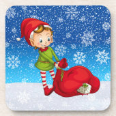 サンタクロースクリスマス小妖精や小人飲料用コースター コースター (正面)