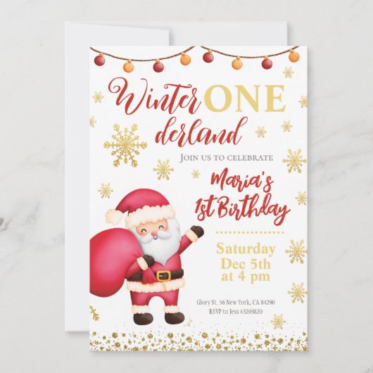 サンタクロースクリスマス誕生日招待状 招待状 (正面)