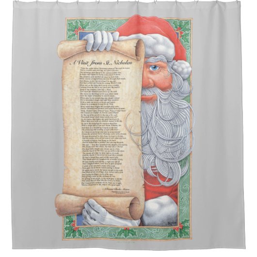 サンタクロースクリスマス シャワーカーテン (正面)