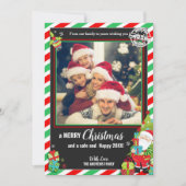 サンタクロースグリーンレッドフォトクリスマス シーズンカード (正面)