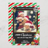 サンタクロースグリーンレッドフォトクリスマス シーズンカード (正面/裏面)