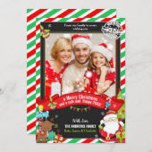 サンタクロースグリーンレッドフォトクリスマス シーズンカード (正面/裏面)