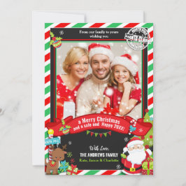 サンタクロースグリーンレッドフォトクリスマス シーズンカード