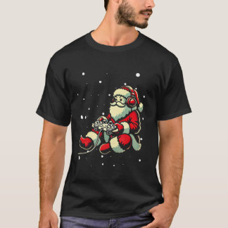サンタクロースゲーマーコントローラクリスマスレトロビデオ Tシャツ