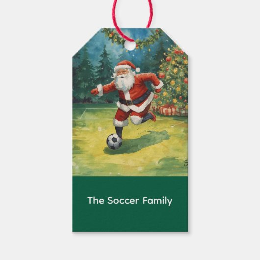サンタクロースサッカークリスマスパーティー ギフトタグ (正面)