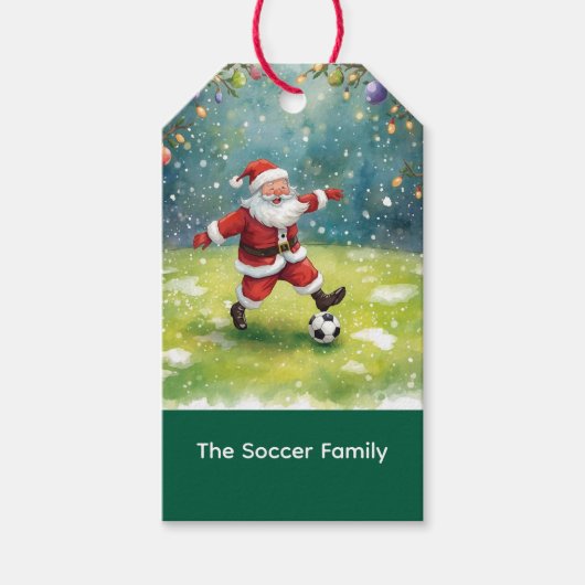 サンタクロースサッカークリスマスパーティー ギフトタグ (正面)