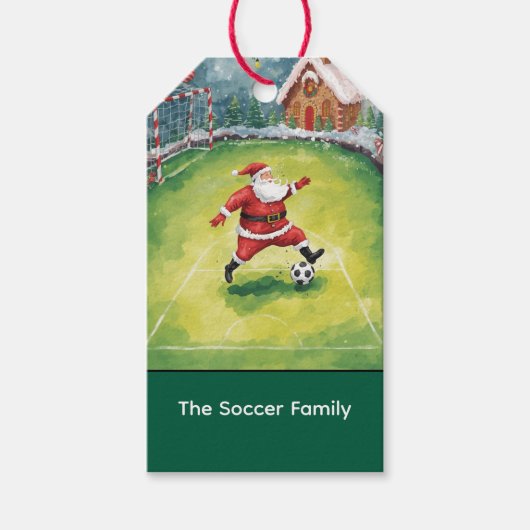 サンタクロースサッカークリスマスパーティー ギフトタグ (正面)