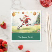 サンタクロースサッカークリスマスパーティー スタンダードランチョンナプキン (インサイチュ)