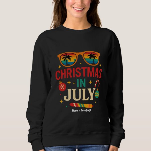 サンタクロースサングラスビーチクリスマス7月 スウェットシャツ (正面)