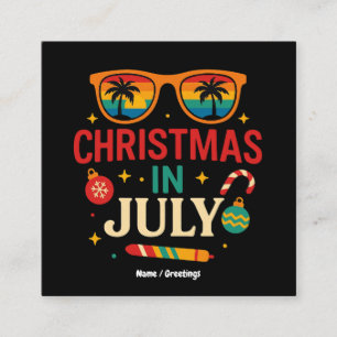 サンタクロースサングラスビーチクリスマス7月 スクエア名刺