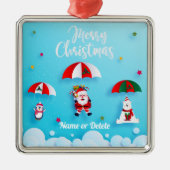 サンタクローススカイダイビングクリスマスオーナメントスカイダイバー メタルオーナメント (正面)