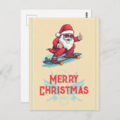 サンタクローススケーターマンガイラストレーション ポストカード (正面/裏面)