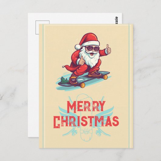 サンタクローススケーターマンガイラストレーション ポストカード (正面/裏面)