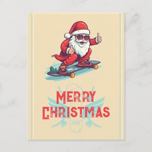 サンタクローススケーターマンガイラストレーション ポストカード (正面)