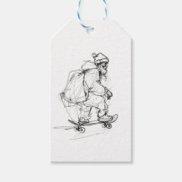 サンタクローススケートボードとプレゼント ギフトタグ