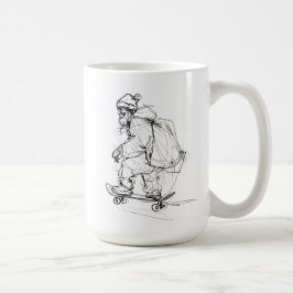 サンタクローススケートボードとプレゼント コーヒーマグカップ