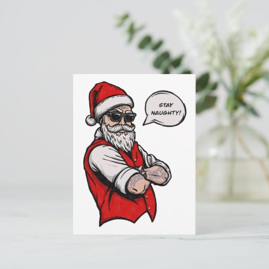 サンタクロースステイいけなスおもしろいクリスマス シーズンポストカード (スタンド正面)