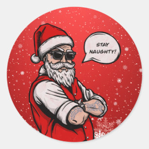 サンタクロースステイいけなスおもしろいクリスマス ラウンドシール
