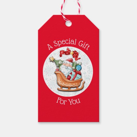 サンタクローススノーグローブギフトラベル ギフトタグ (正面)