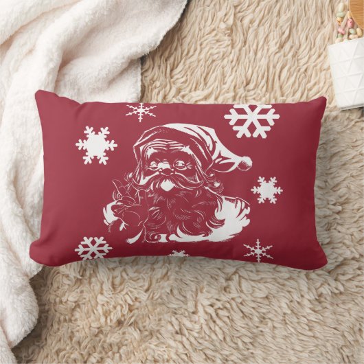サンタクローススノーフレークスクリスマスレッド装飾用クッション ランバークッション (ブランケット)