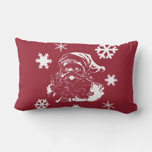 サンタクローススノーフレークスクリスマスレッド装飾用クッション ランバークッション (裏面)