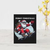 サンタクローススノーボードメリークリスマスウィンターホ カード (黄色い花)