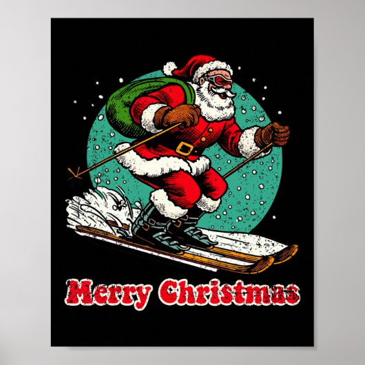 サンタクローススノーボードメリークリスマスウィンターホ ポスター (正面)