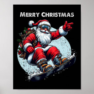 サンタクローススノーボードメリークリスマスウィンターホ ポスター